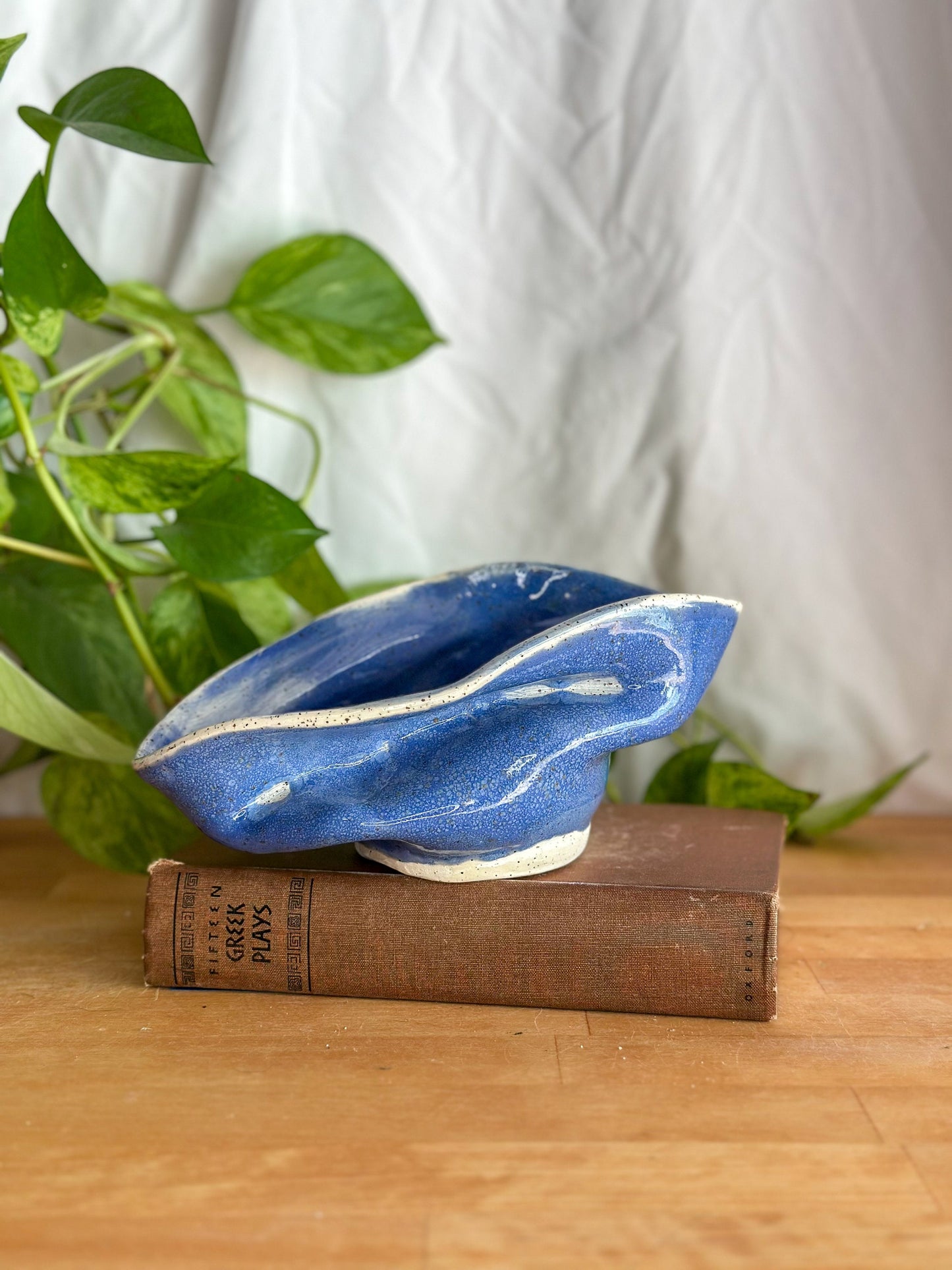 decorative speckled blue bowl