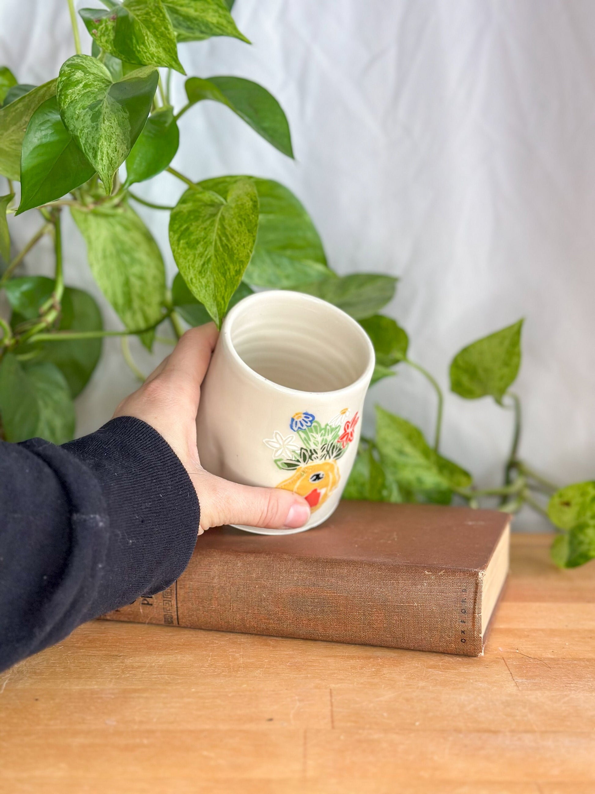 inside of dog animal mug flowers