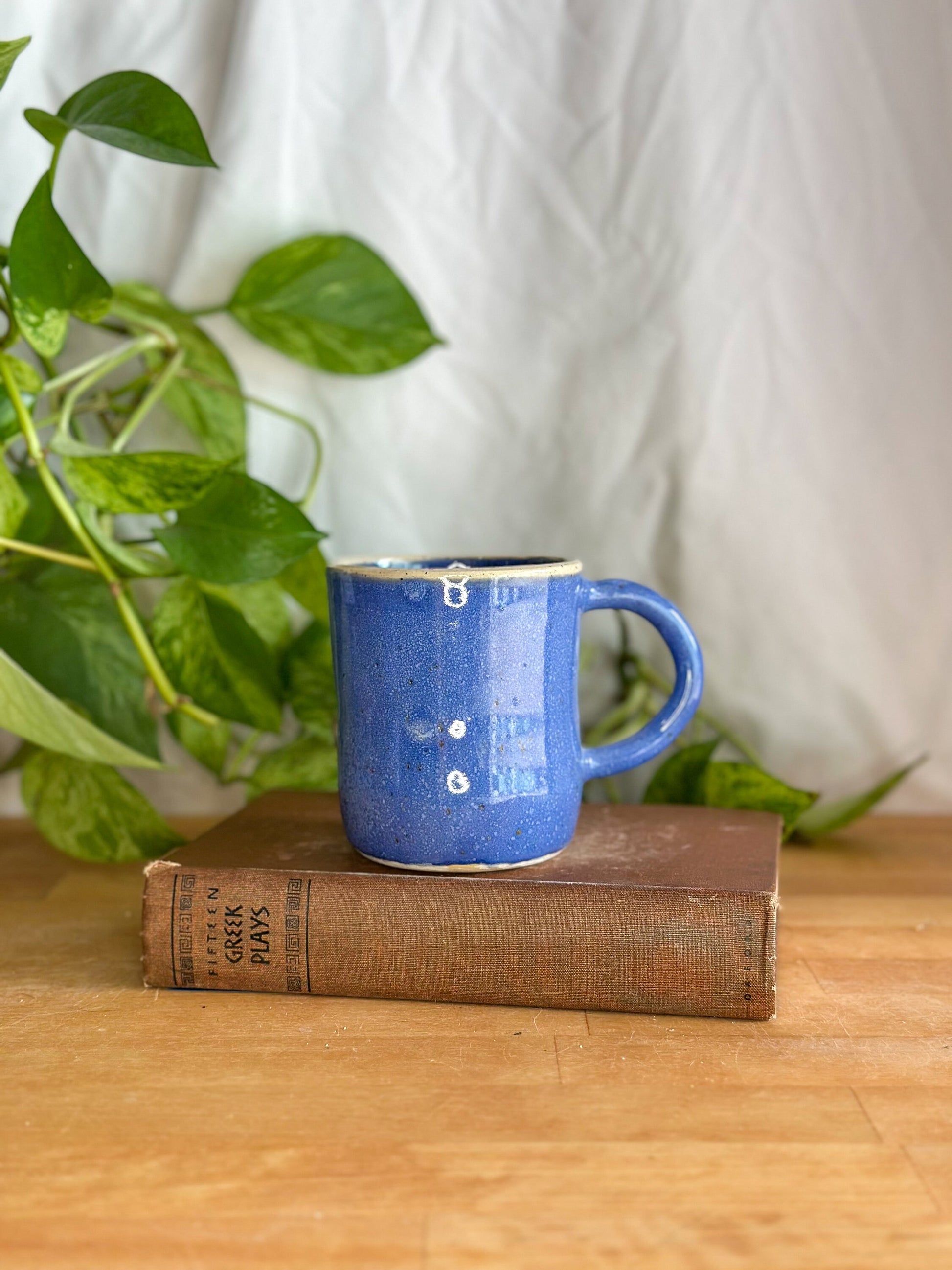 blue and white latte tumbler