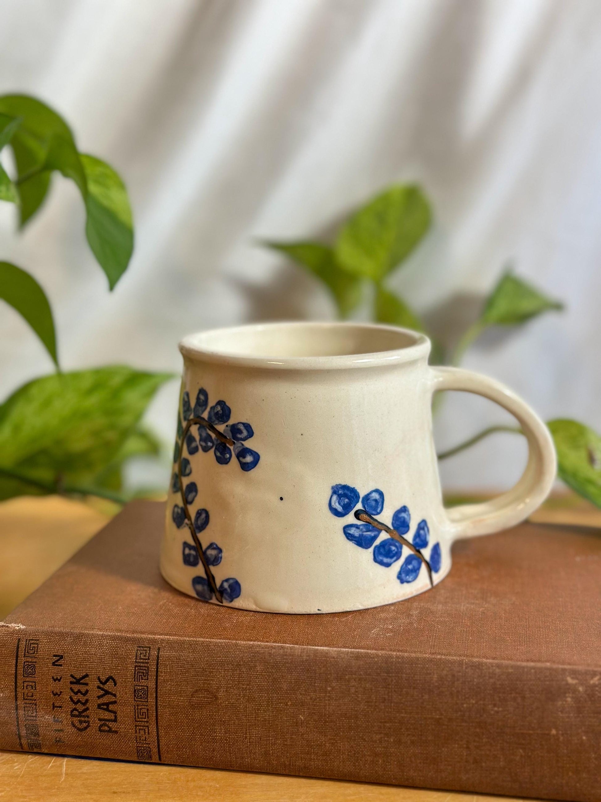 Blue Blossom Glossy Hand-Painted Pottery