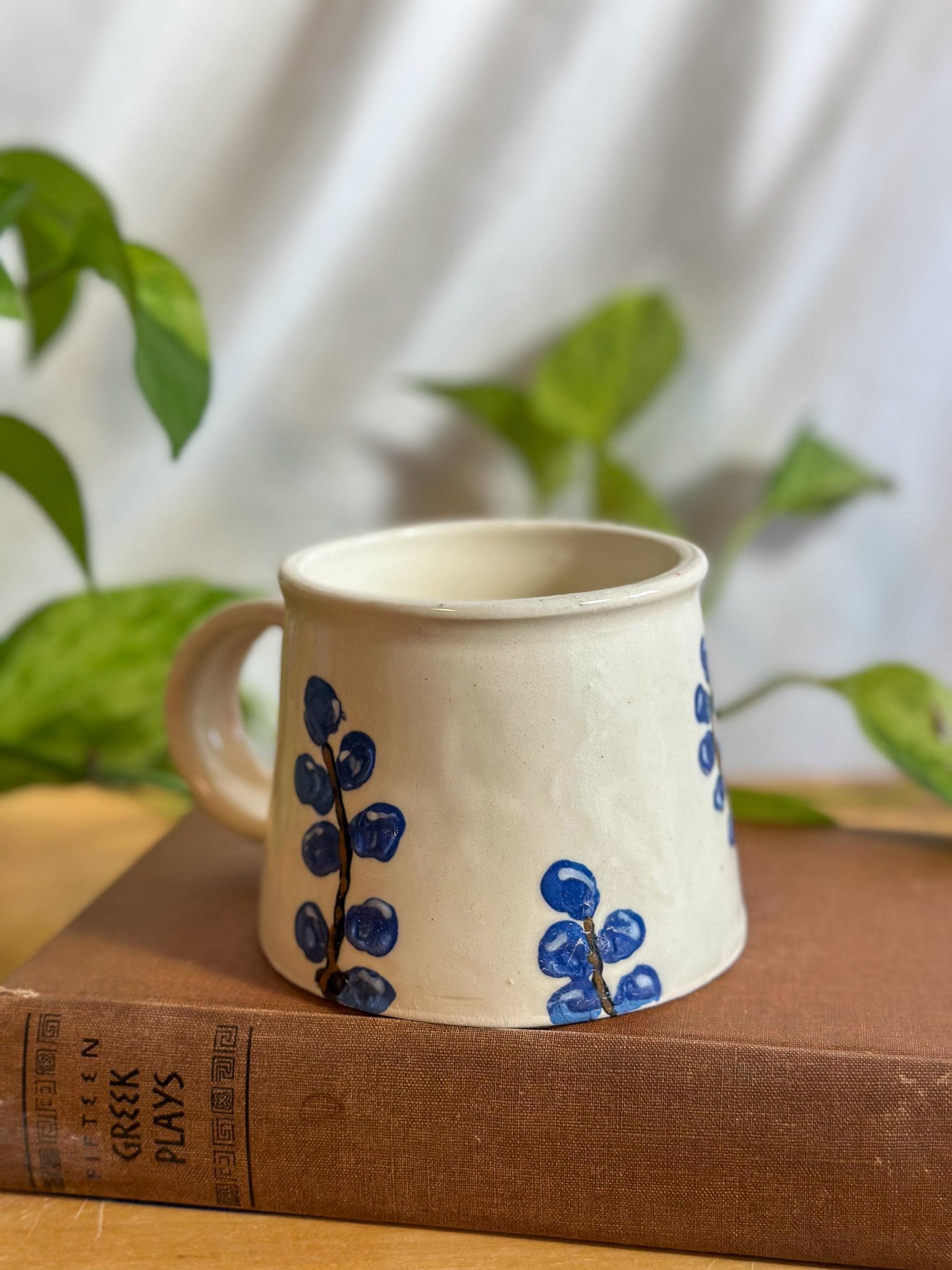 Blue Blossom Glossy Hand-Painted Pottery