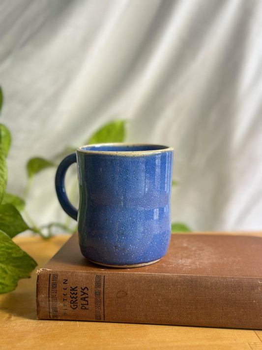 Warm Blue Pottery Cup with Unique Rim