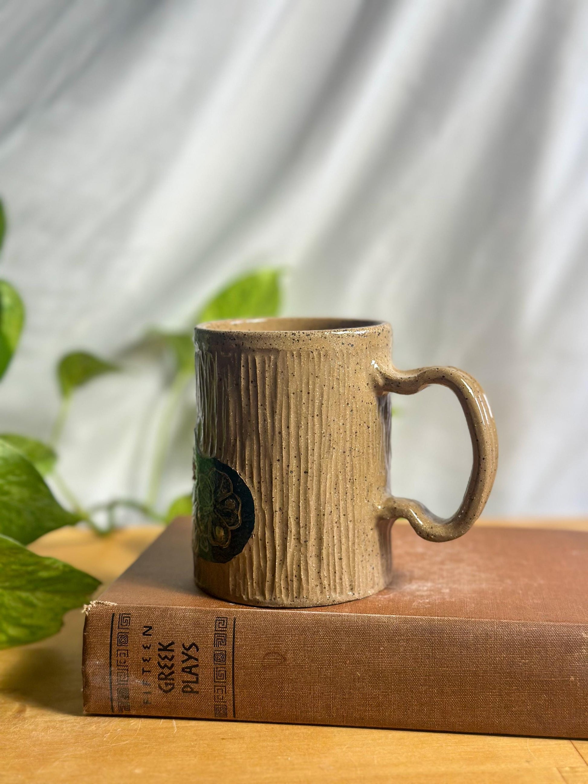 Hand-Painted Ceramic Mouse & Flower Mug – Handmade Latte Mug