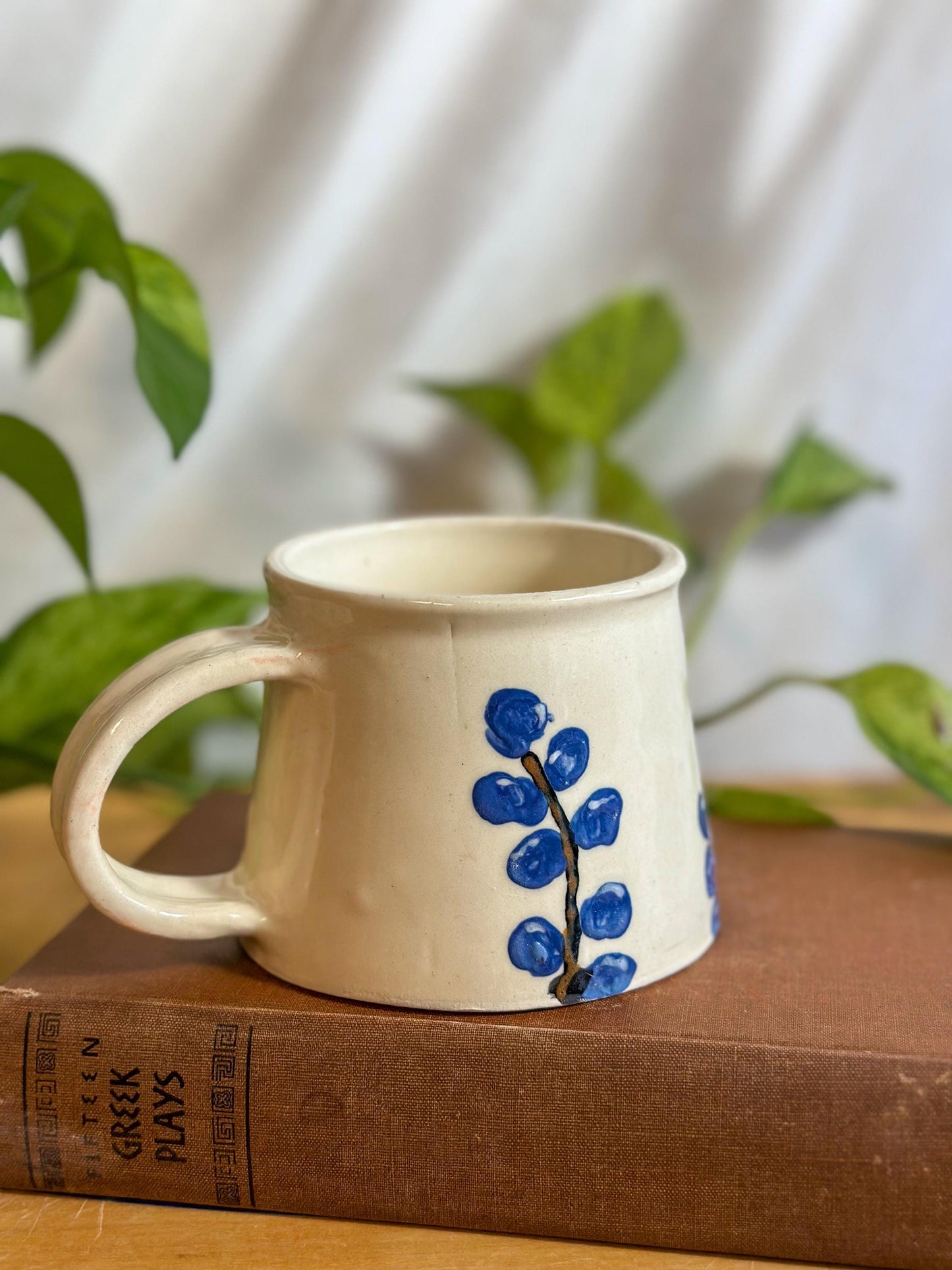 Blue Blossom Glossy Hand-Painted Pottery