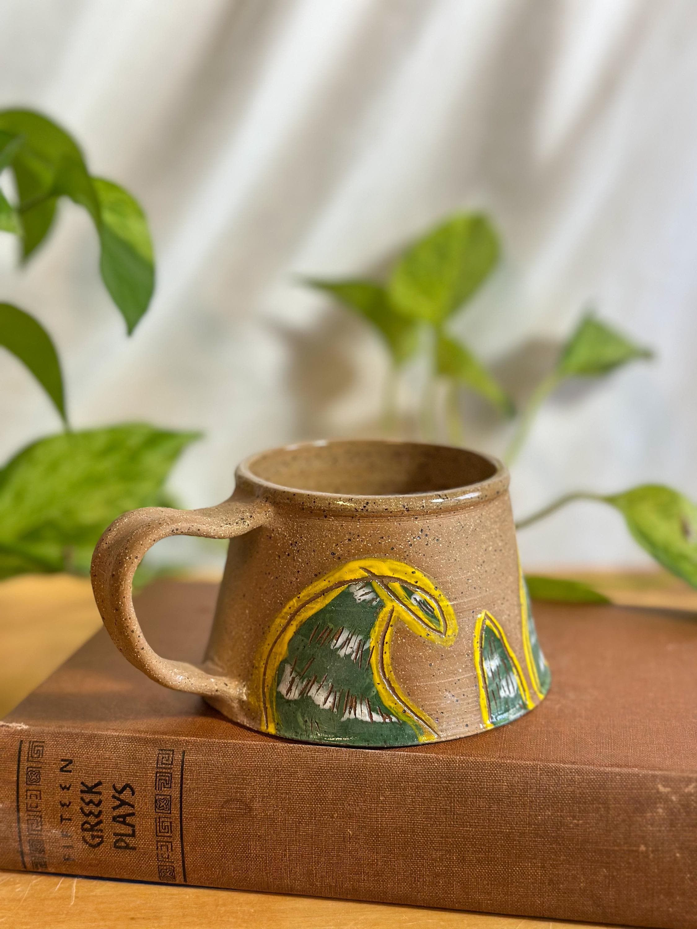 carved snake plant modern camping latte mug