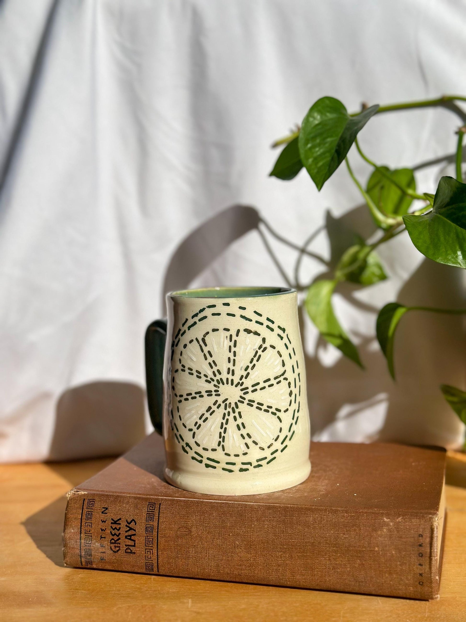 Embroidered Lemon & Lime Ceramic Mug