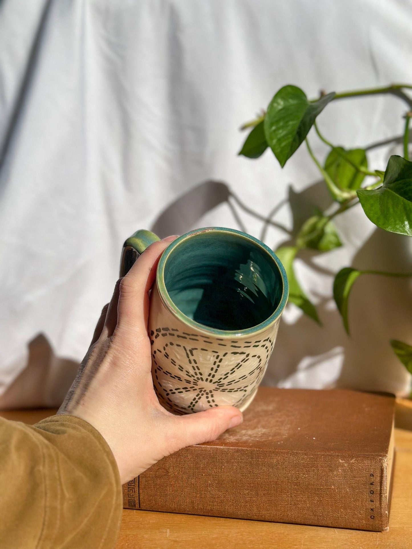 Embroidered Lemon & Lime Ceramic Mug