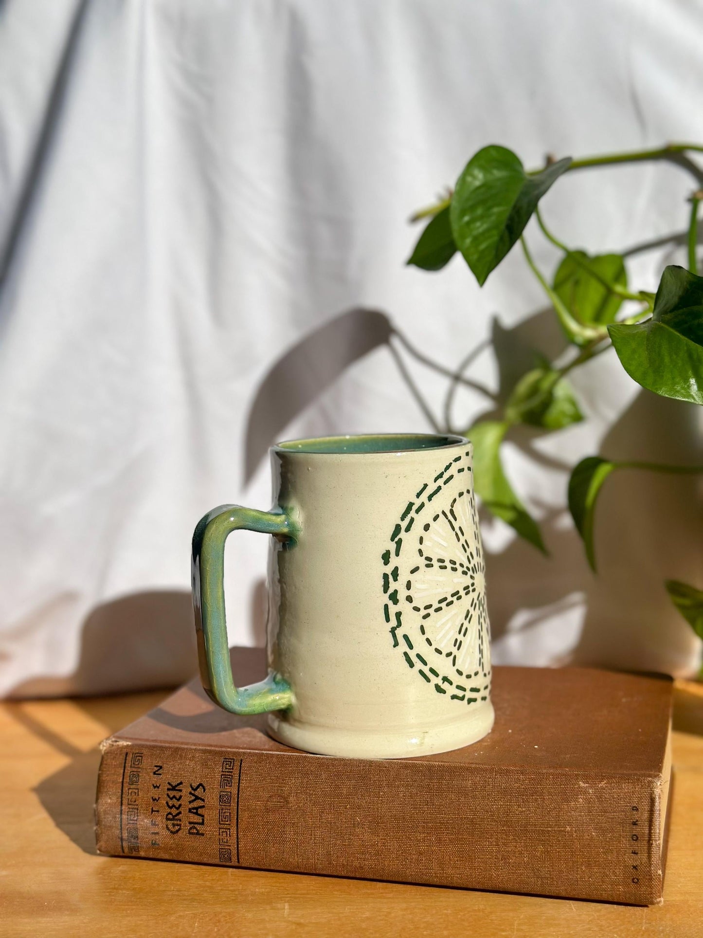 Embroidered Lemon & Lime Ceramic Mug