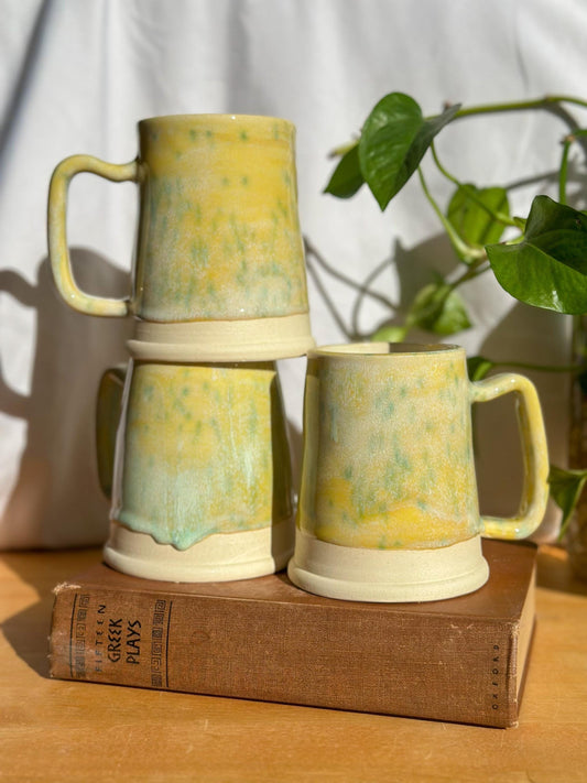 set of three mugs yellow