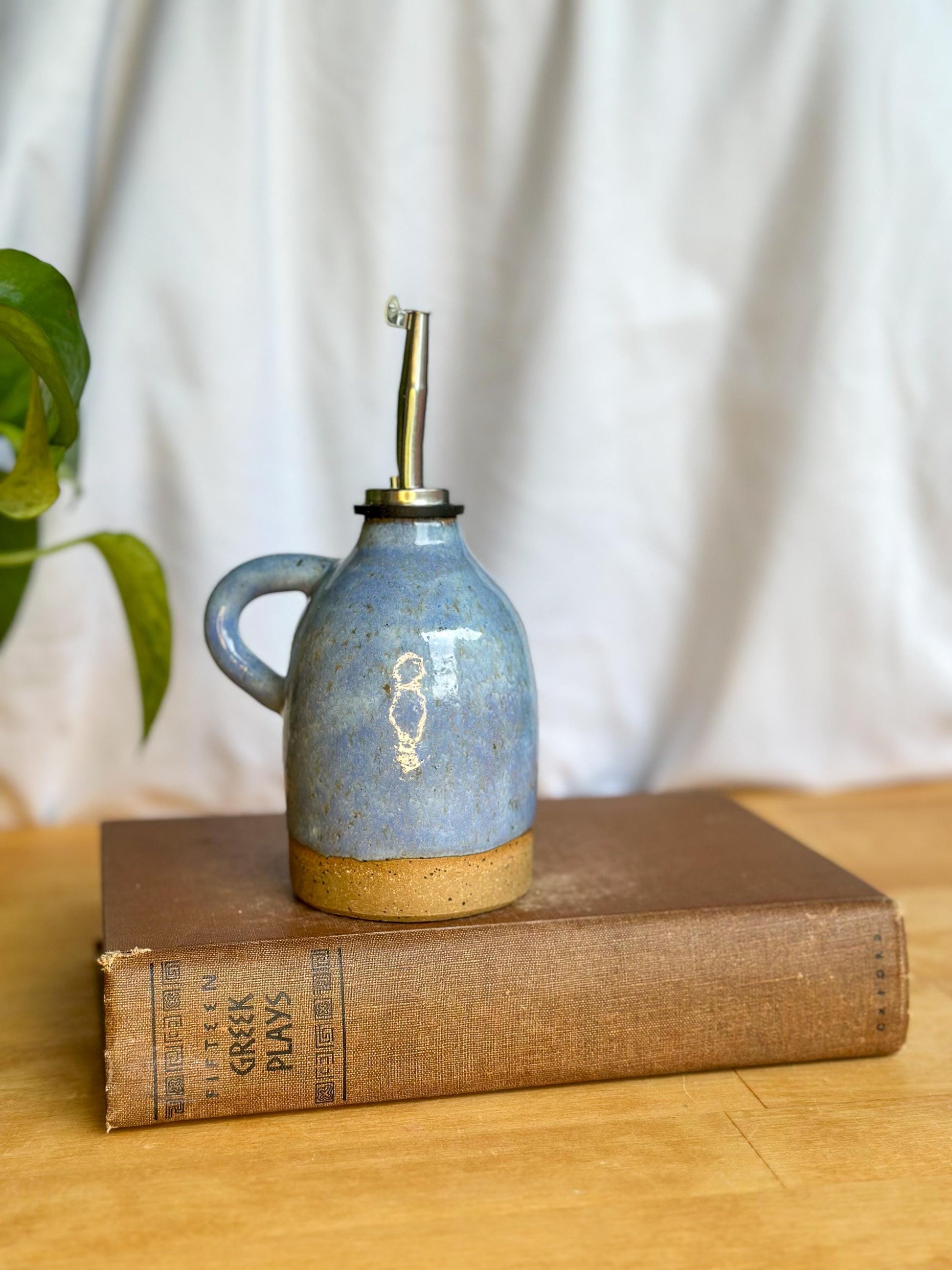 blue oil cruet