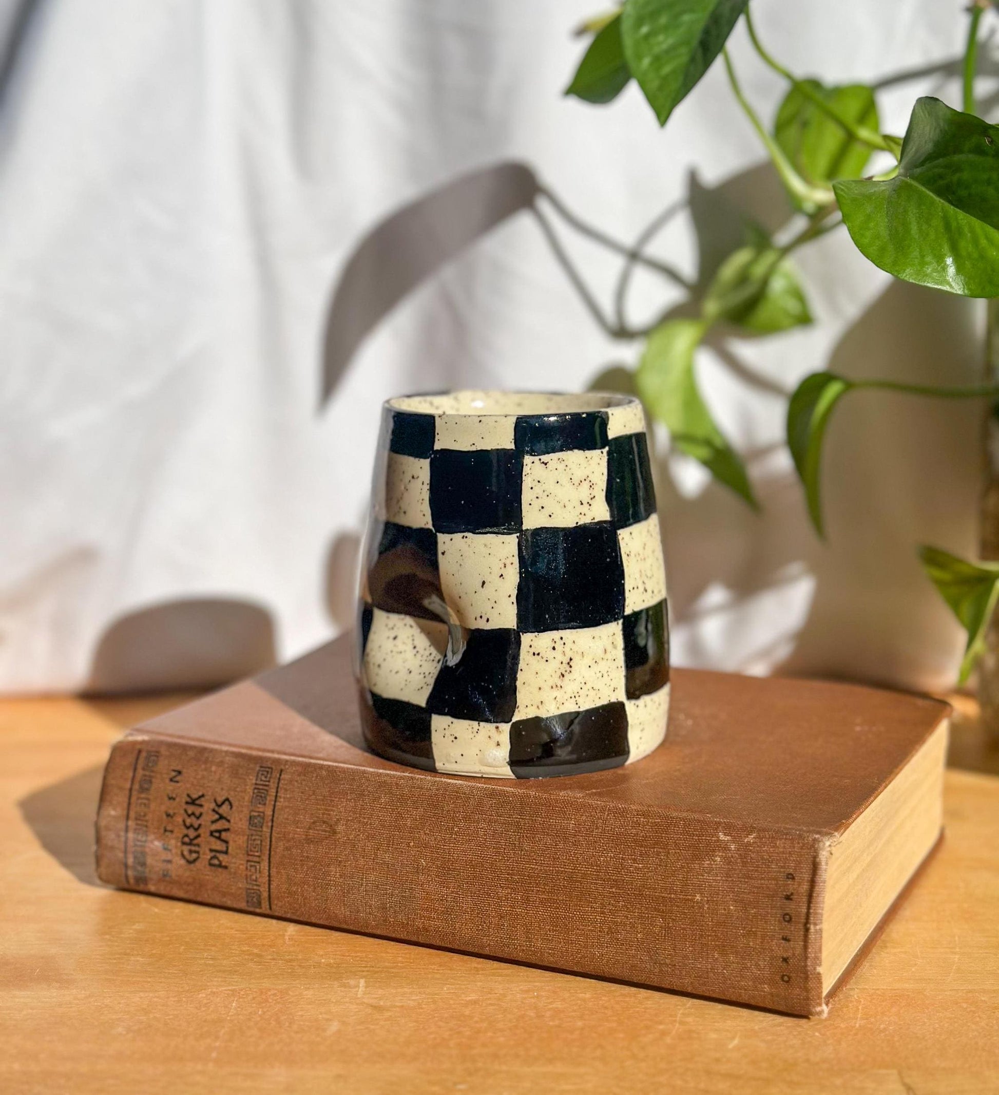 speckled checkered cup