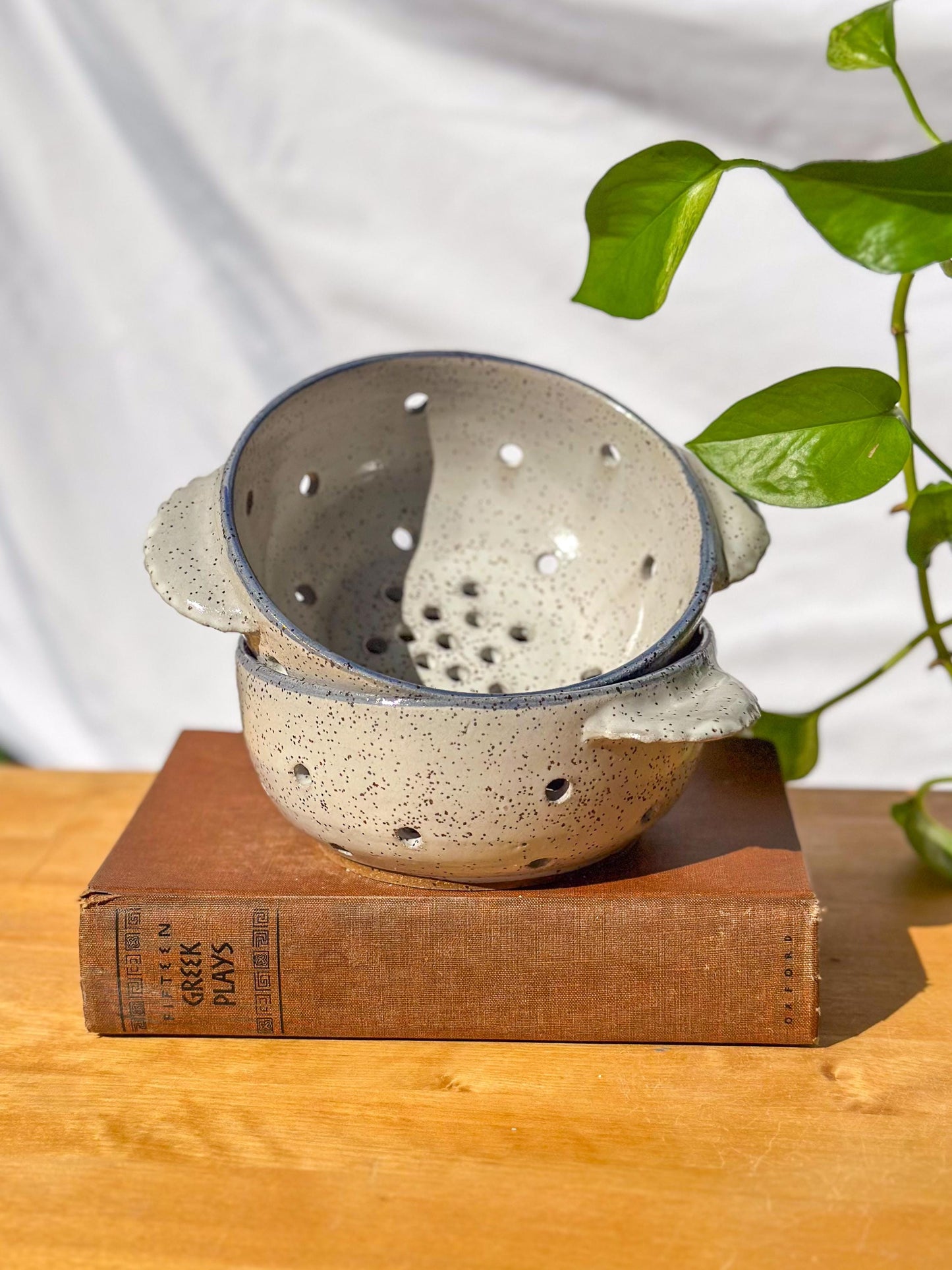 stack of summer bowls with ribbed handles