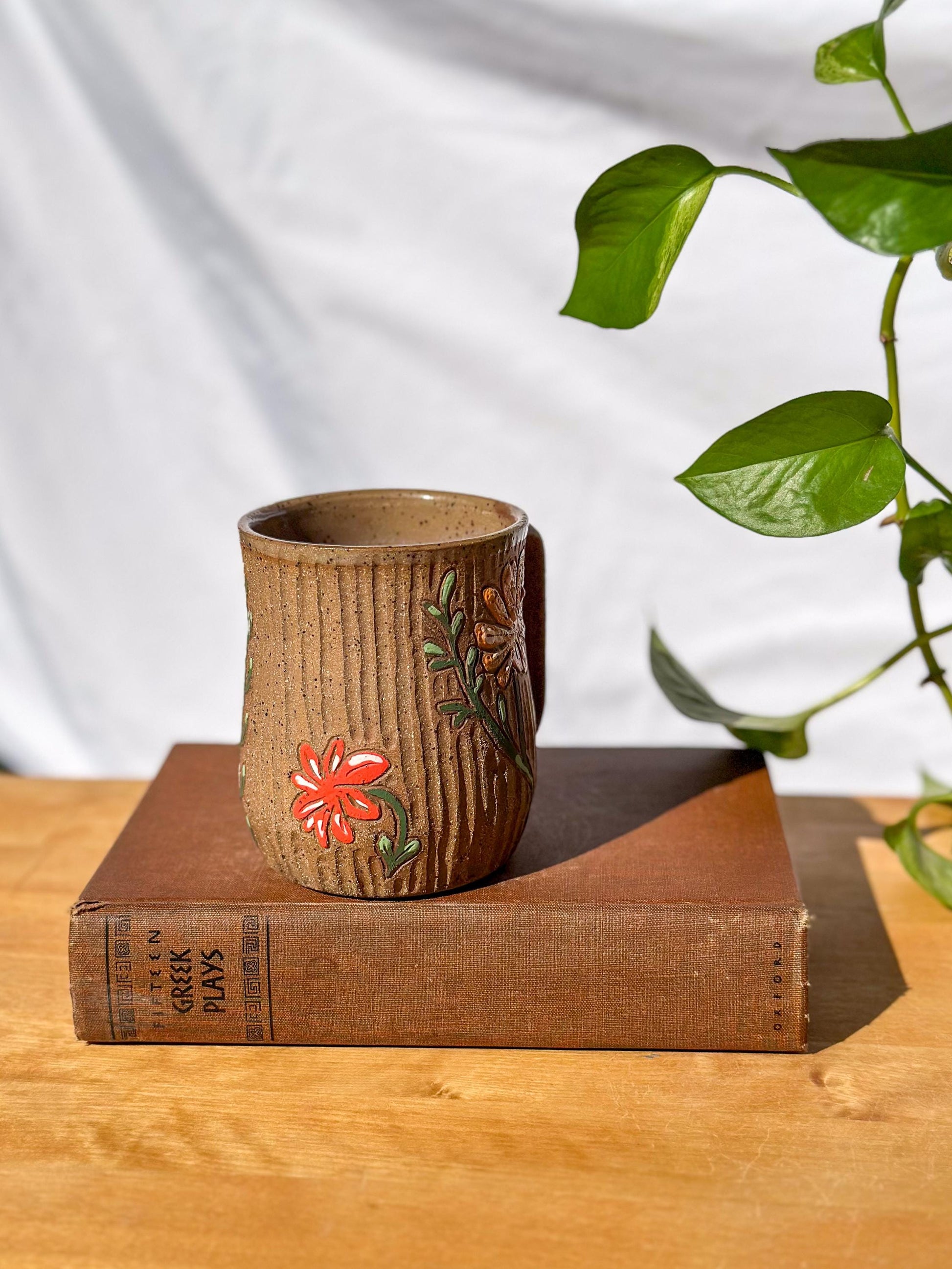 Wildflower Vertical Carved Mug