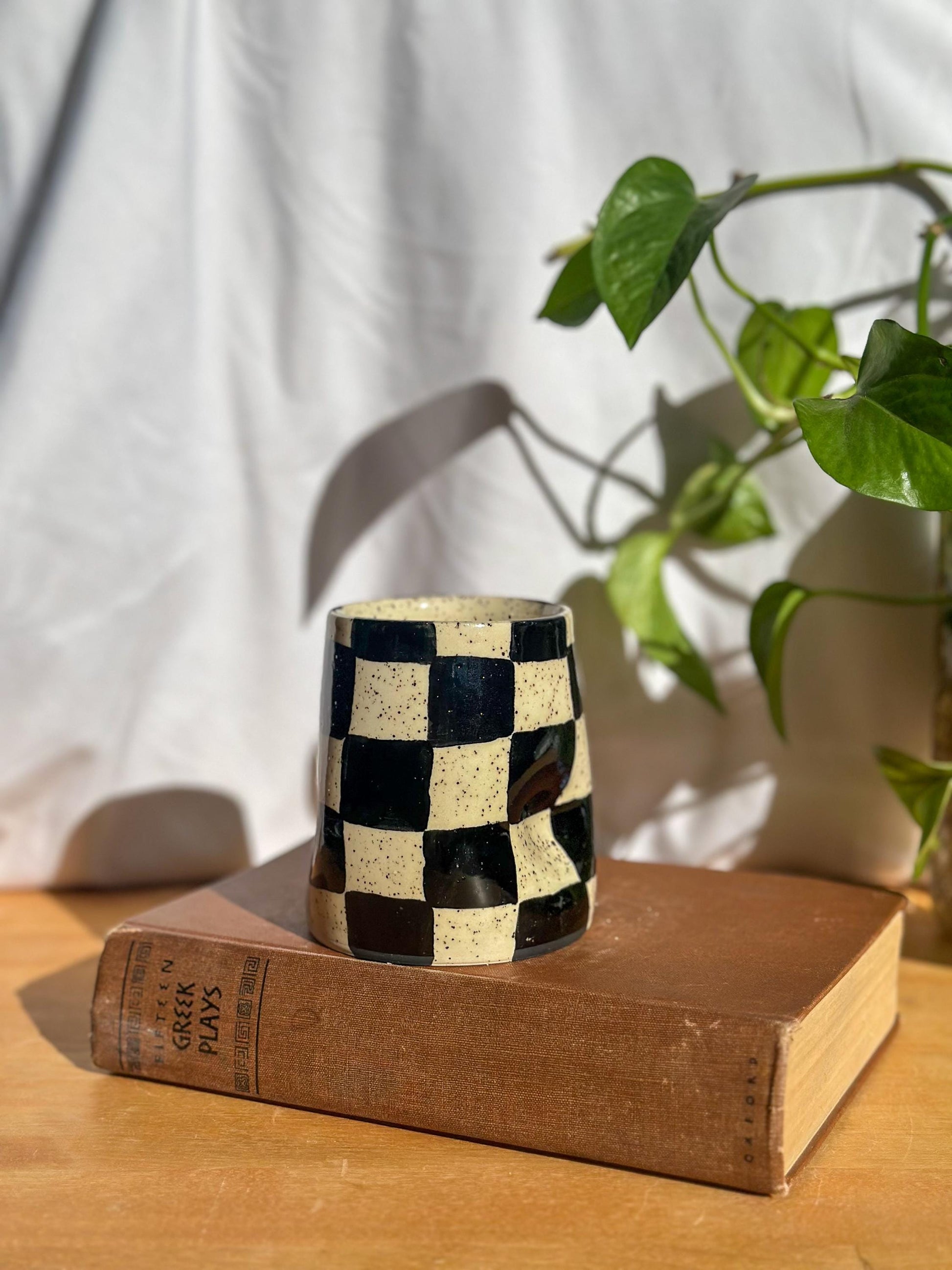 Checkered Ceramic Tumbler