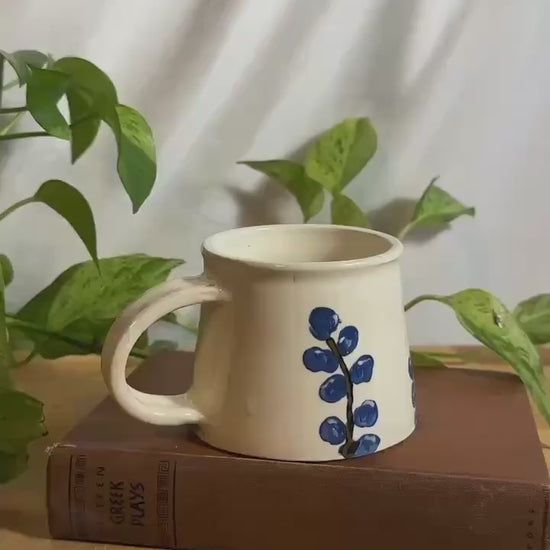 blue blossom glossy latte mug