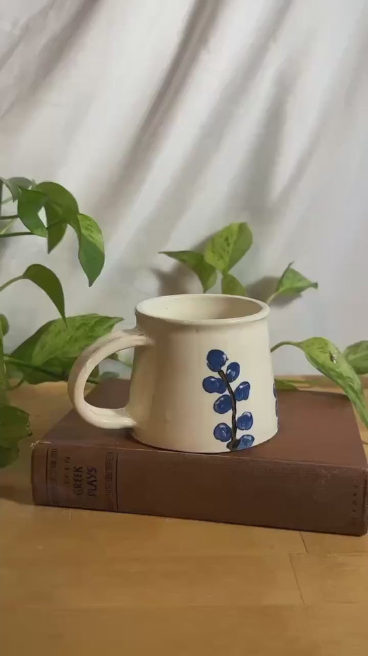 blue blossom glossy latte mug