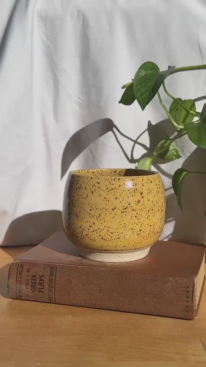 yellow speckled bowl